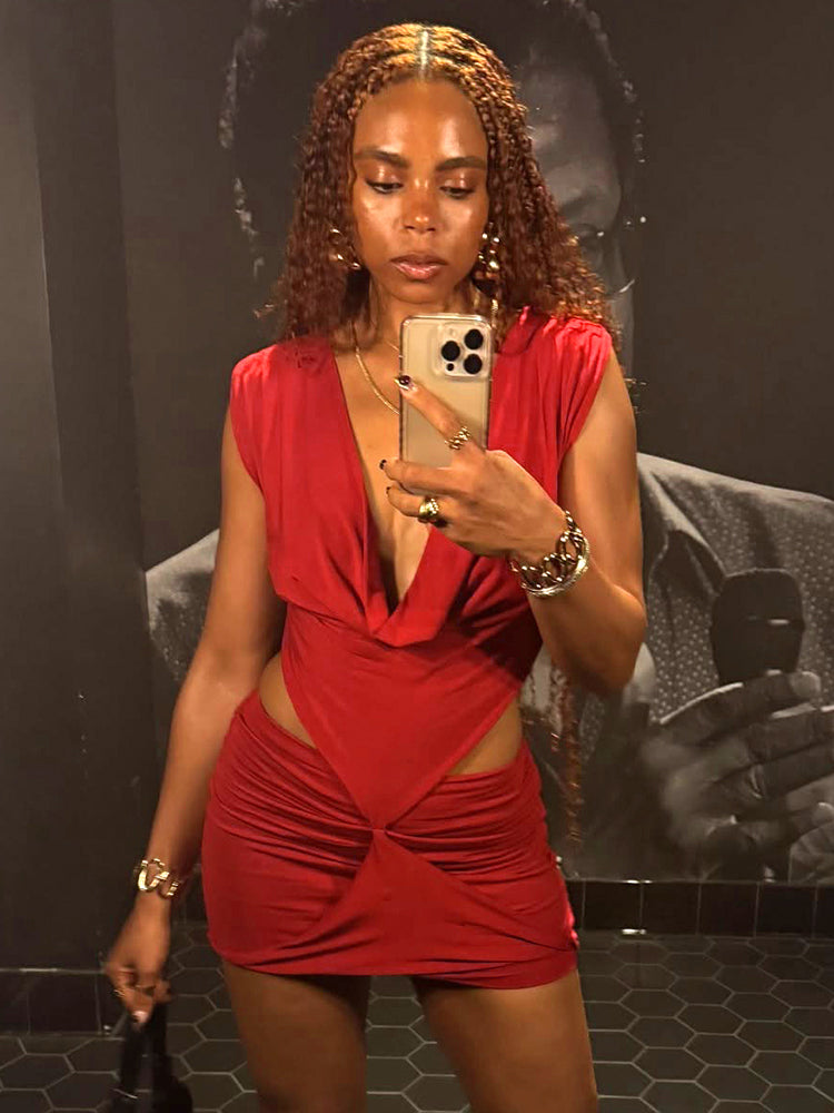 Satin Twist Siren Mini Dress image 3