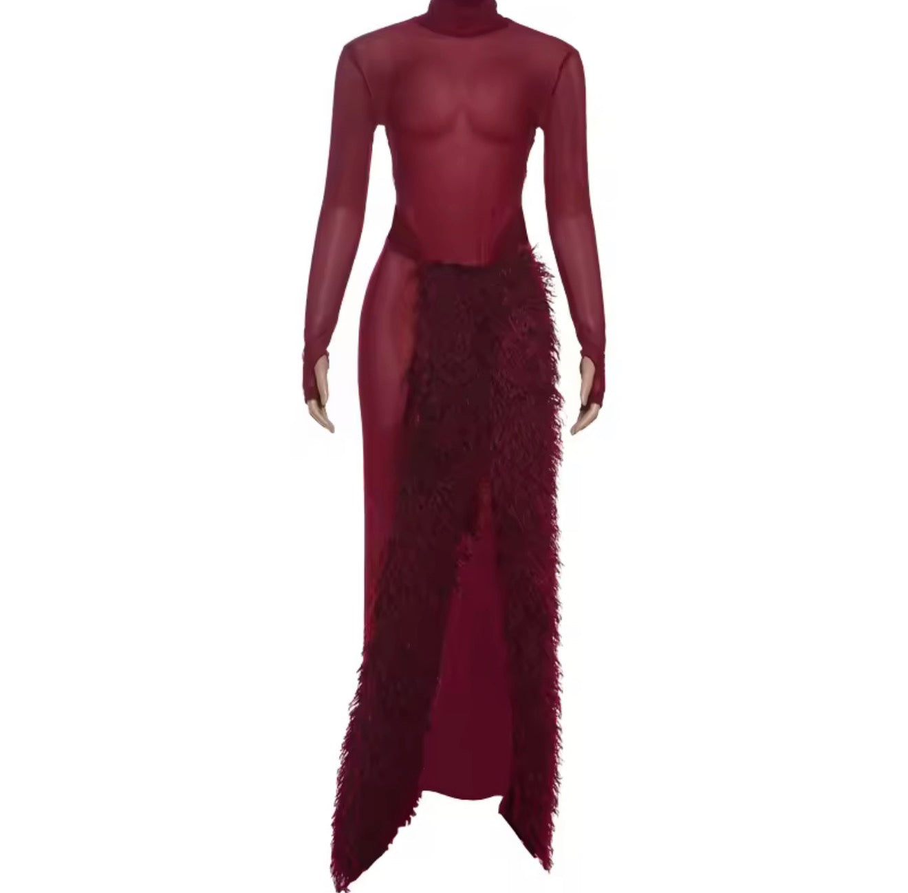 Velvet Inferno Feather Maxi Set image 2
