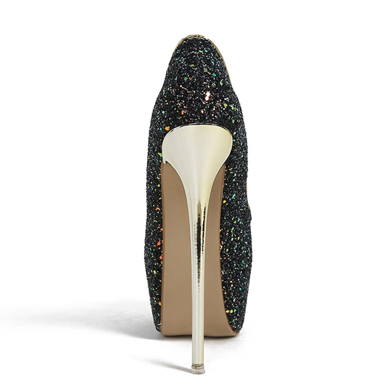 Golden Glitz Platform Peep-Toe Heels  image 5