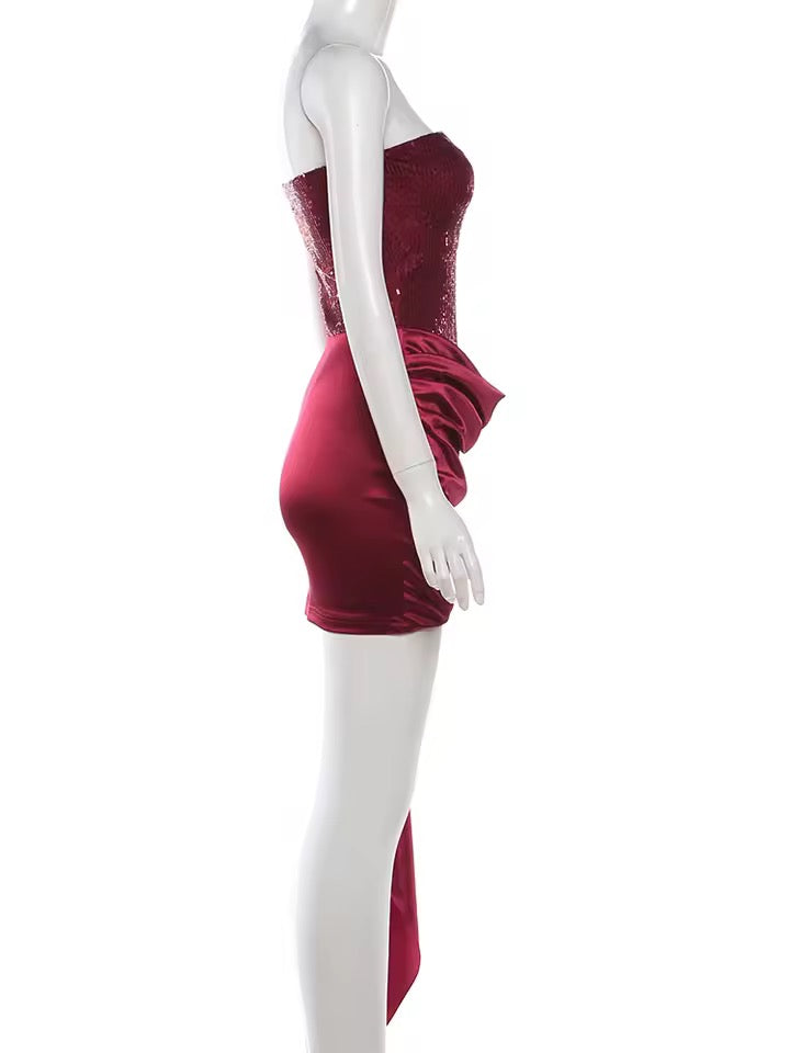 Velvet Siren Ribbon Ruche Mini Dress  image 3