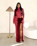 Velvet Inferno Feather Maxi Set image 0