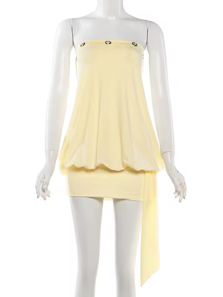 Golden Glow Ruched Mini Dress image 2