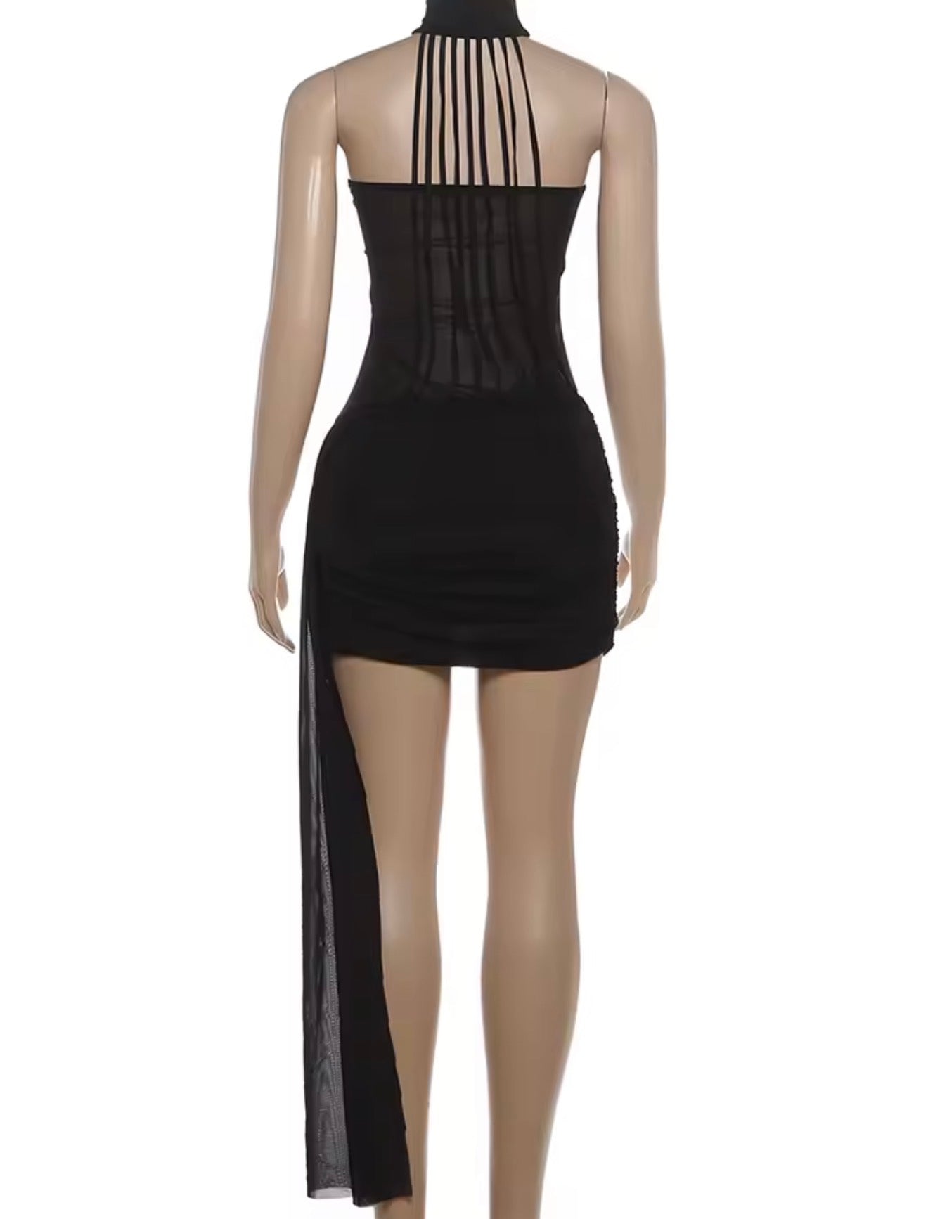 Midnight Temptation Sheer Mini Dress
