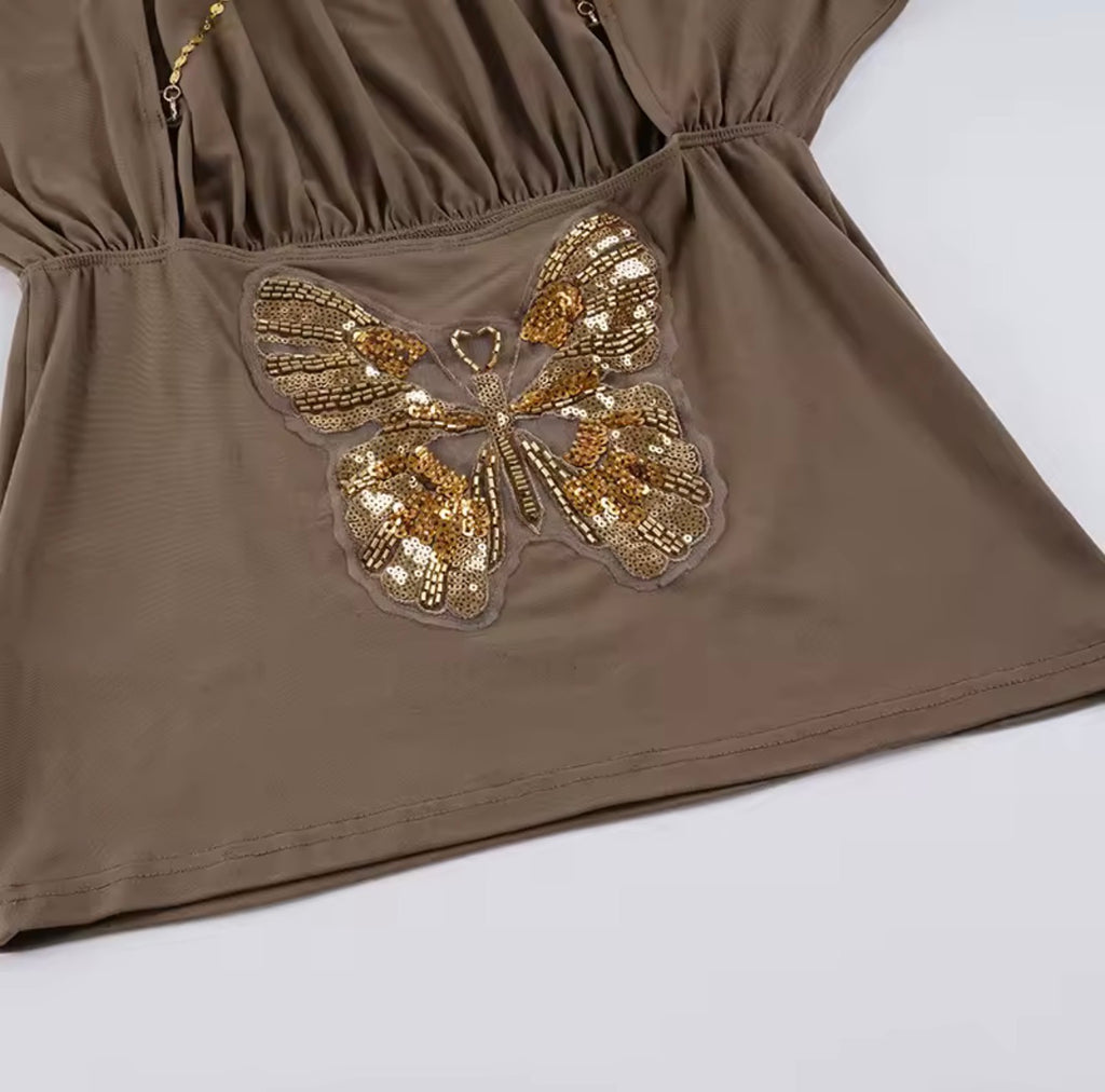 Golden Muse Butterfly Back Dress