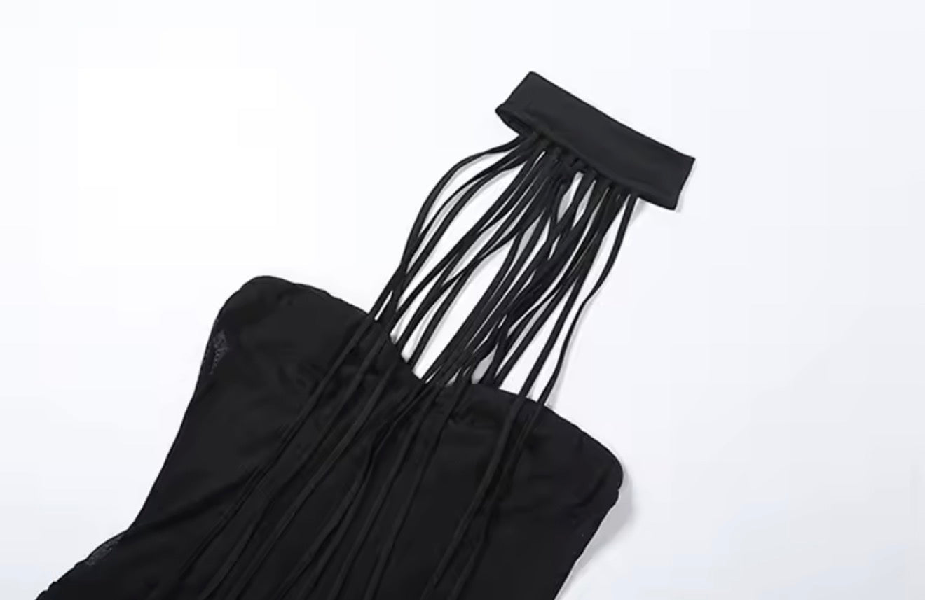 Midnight Temptation Sheer Mini Dress