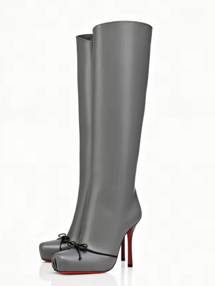 Velvet Bow High-Shine Stiletto Boots image 11