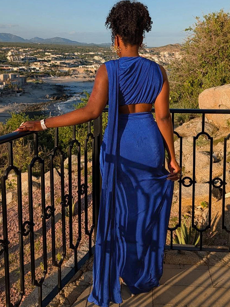 Satin Siren Ribbon Cutout Maxi Dress  image 5