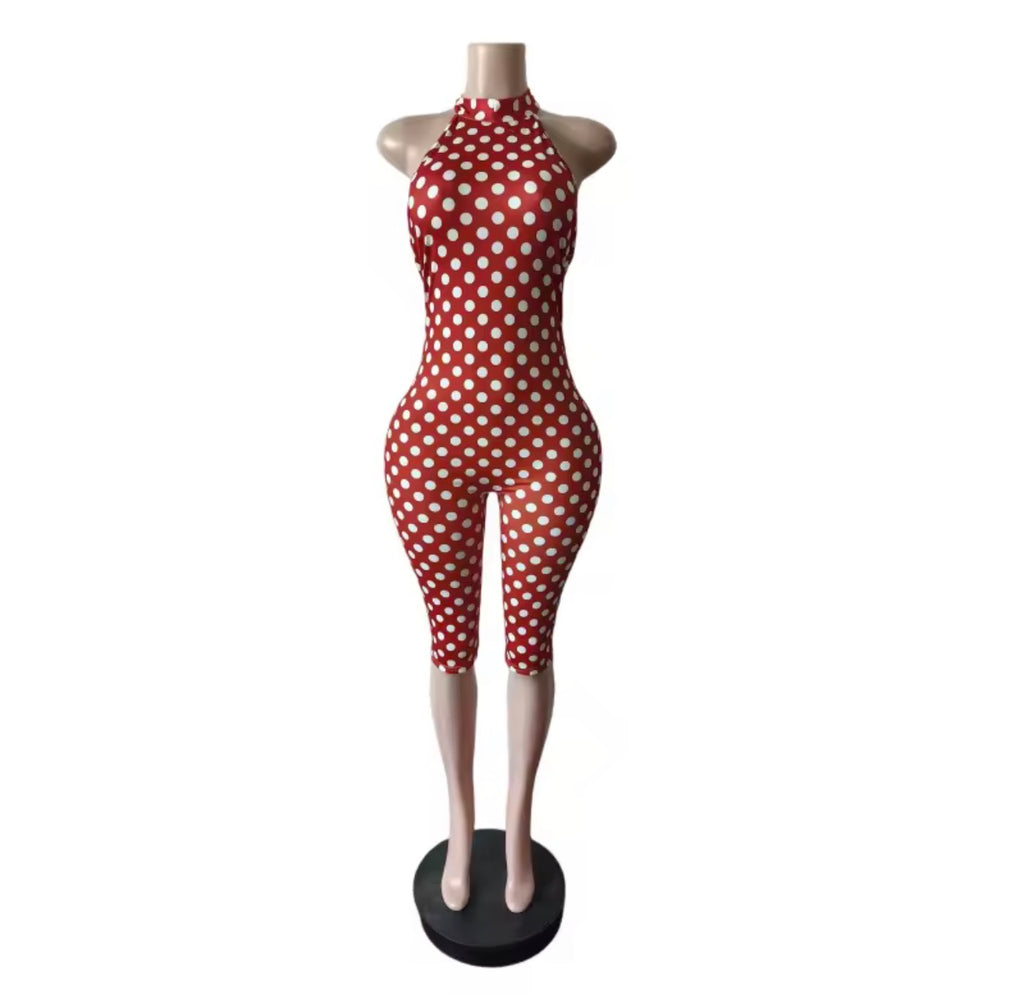 Pop Dot Halter Capri Jumpsuit