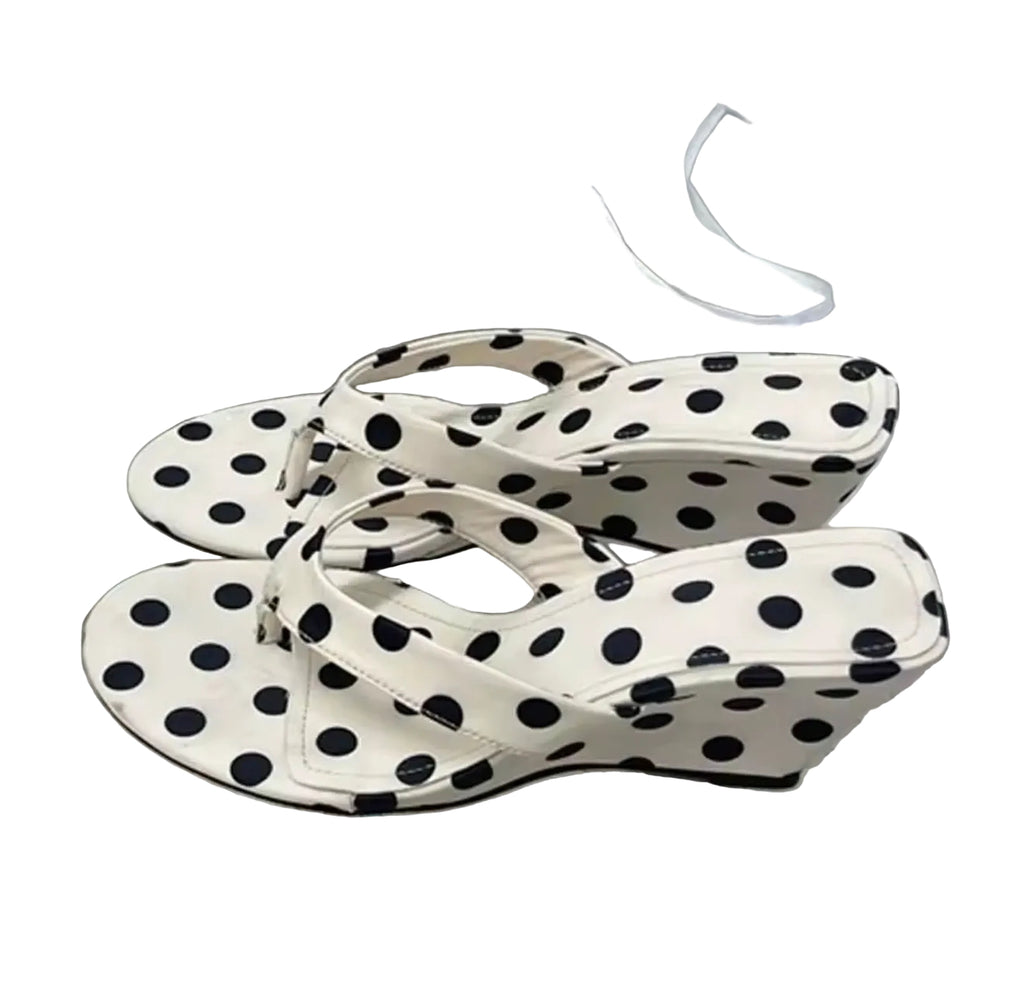Polka Chic Wedge Sandals