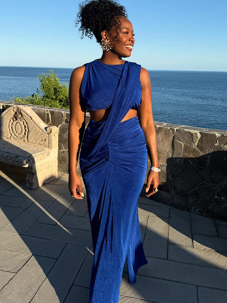 Satin Siren Ribbon Cutout Maxi Dress  image 4