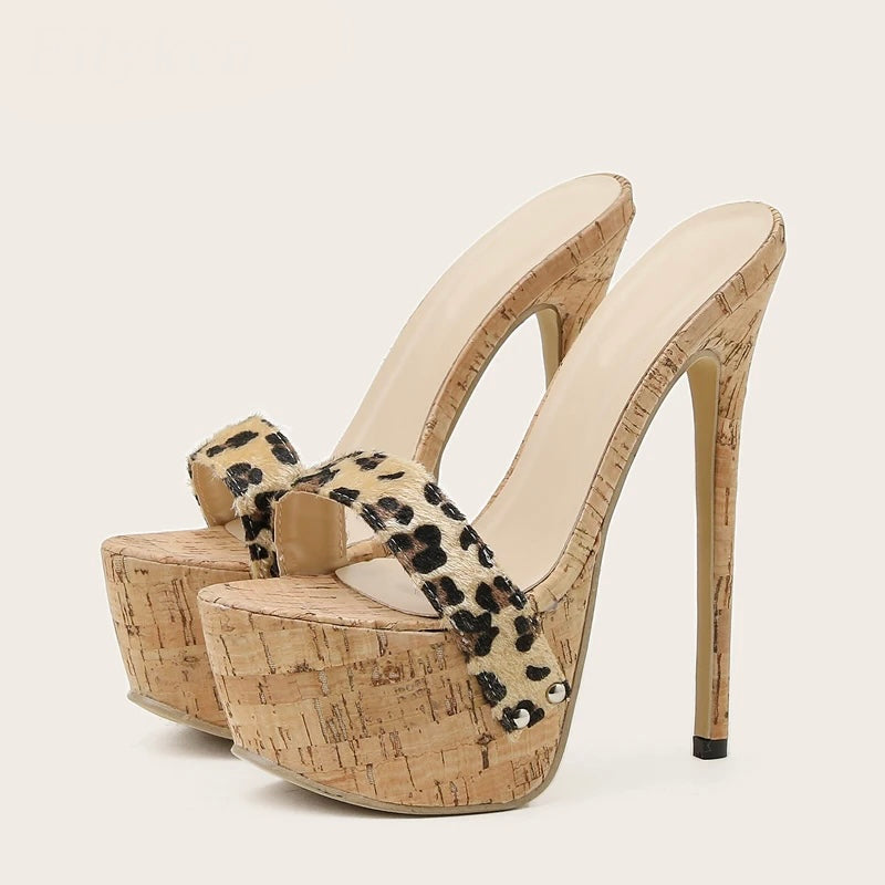 Cork Couture Cheetah Stiletto Mules  image 1