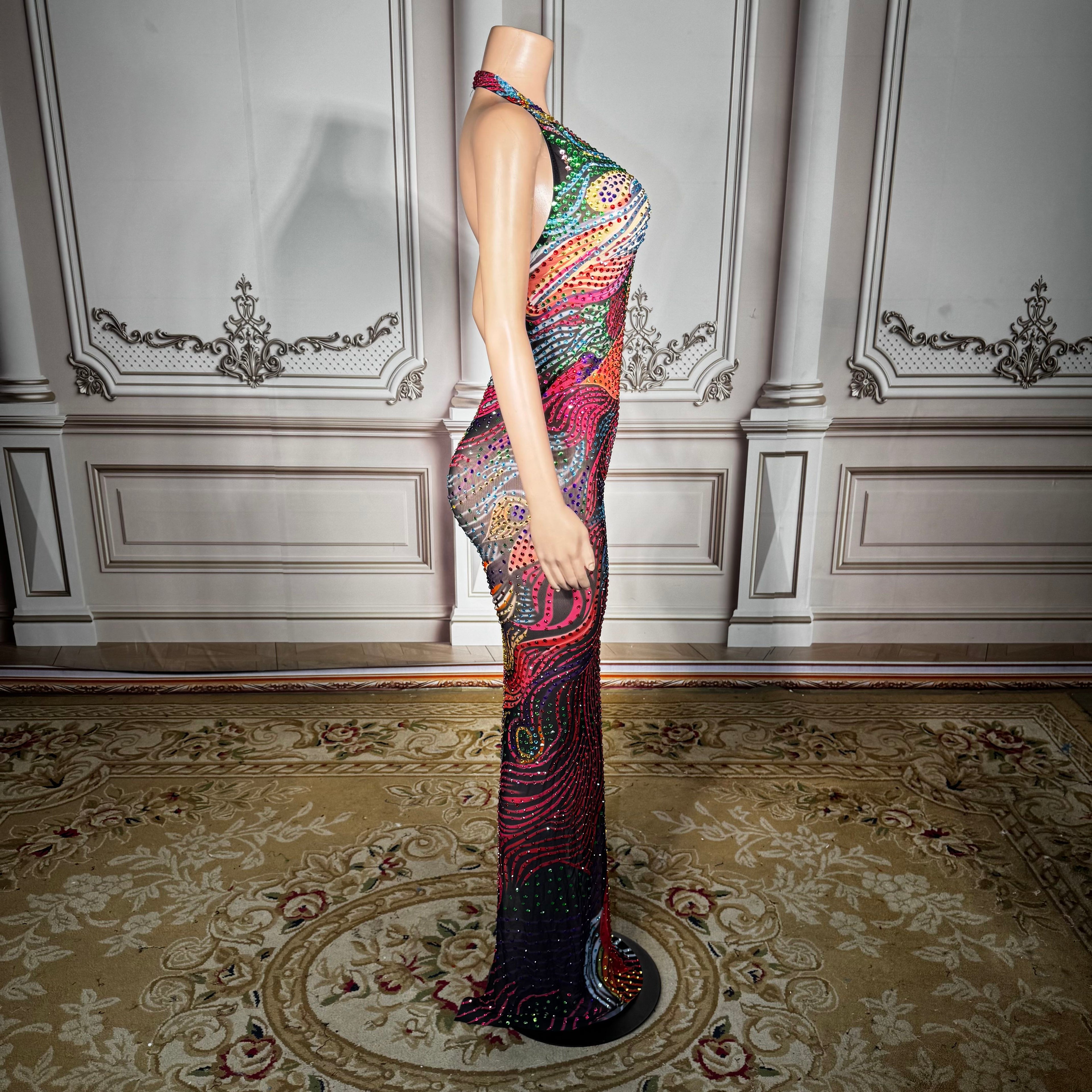 Cosmic Waves Mesh Maxi Gown image 4