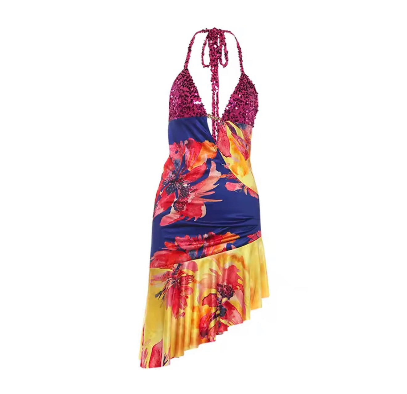 Sunset Bloom Sequin Luxe Dress