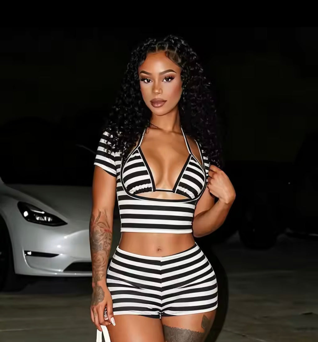 Fast Lane Stripe Short Set