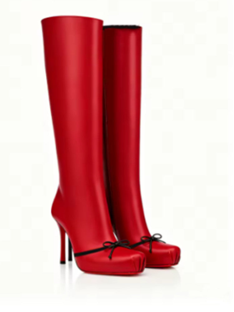 Velvet Bow High-Shine Stiletto Boots image 9