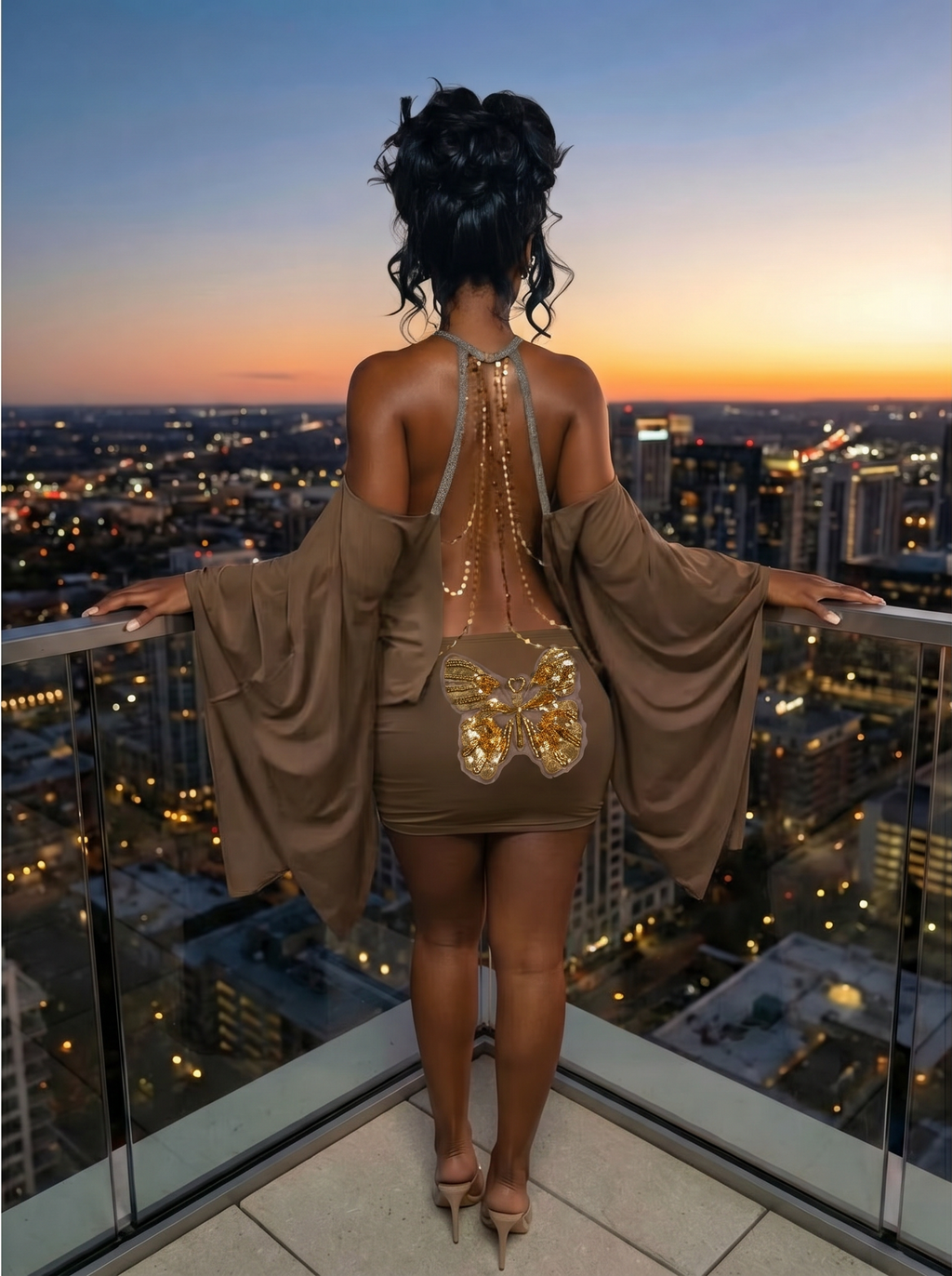 Golden Muse Butterfly Back Dress
