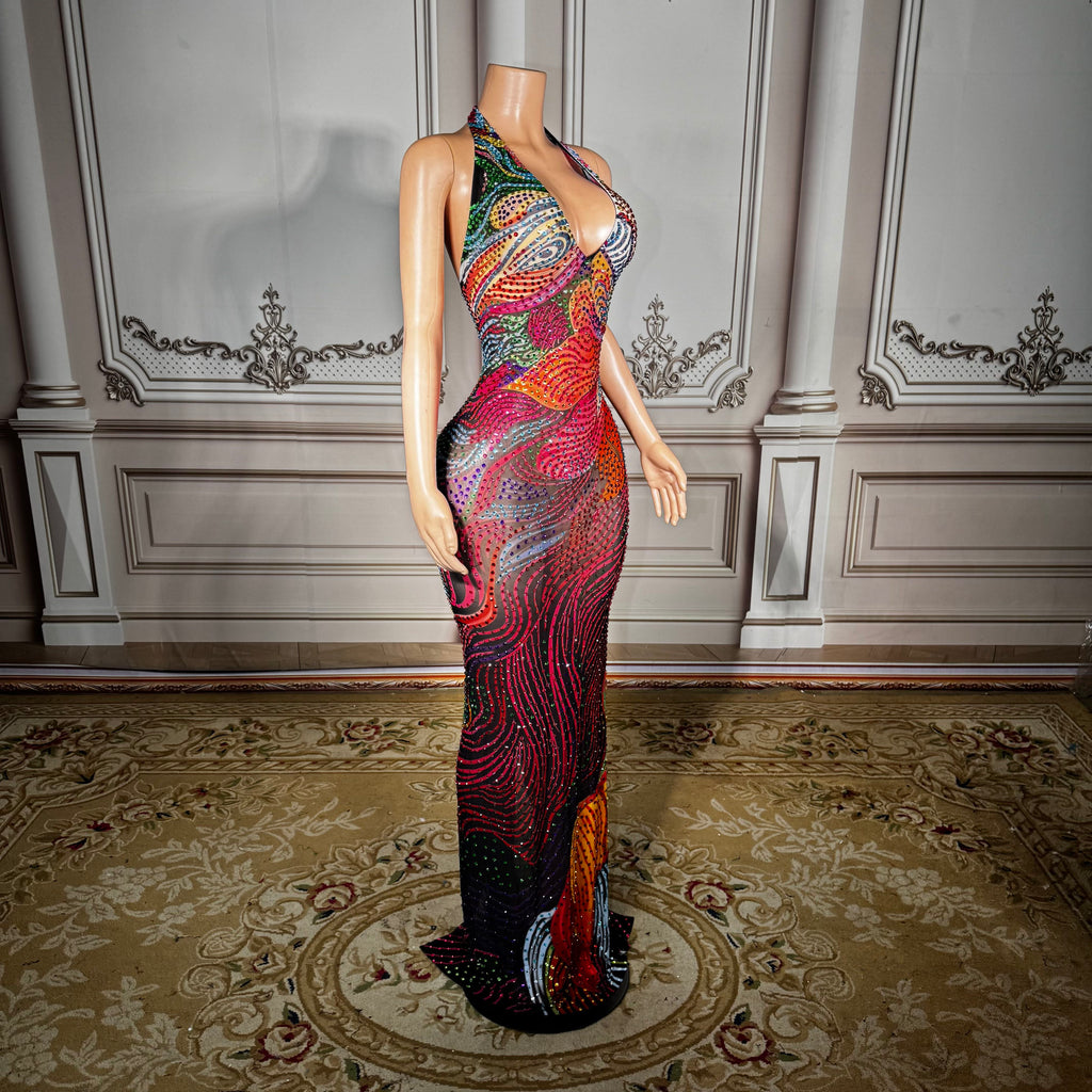 Cosmic Waves Mesh Maxi Gown image 3