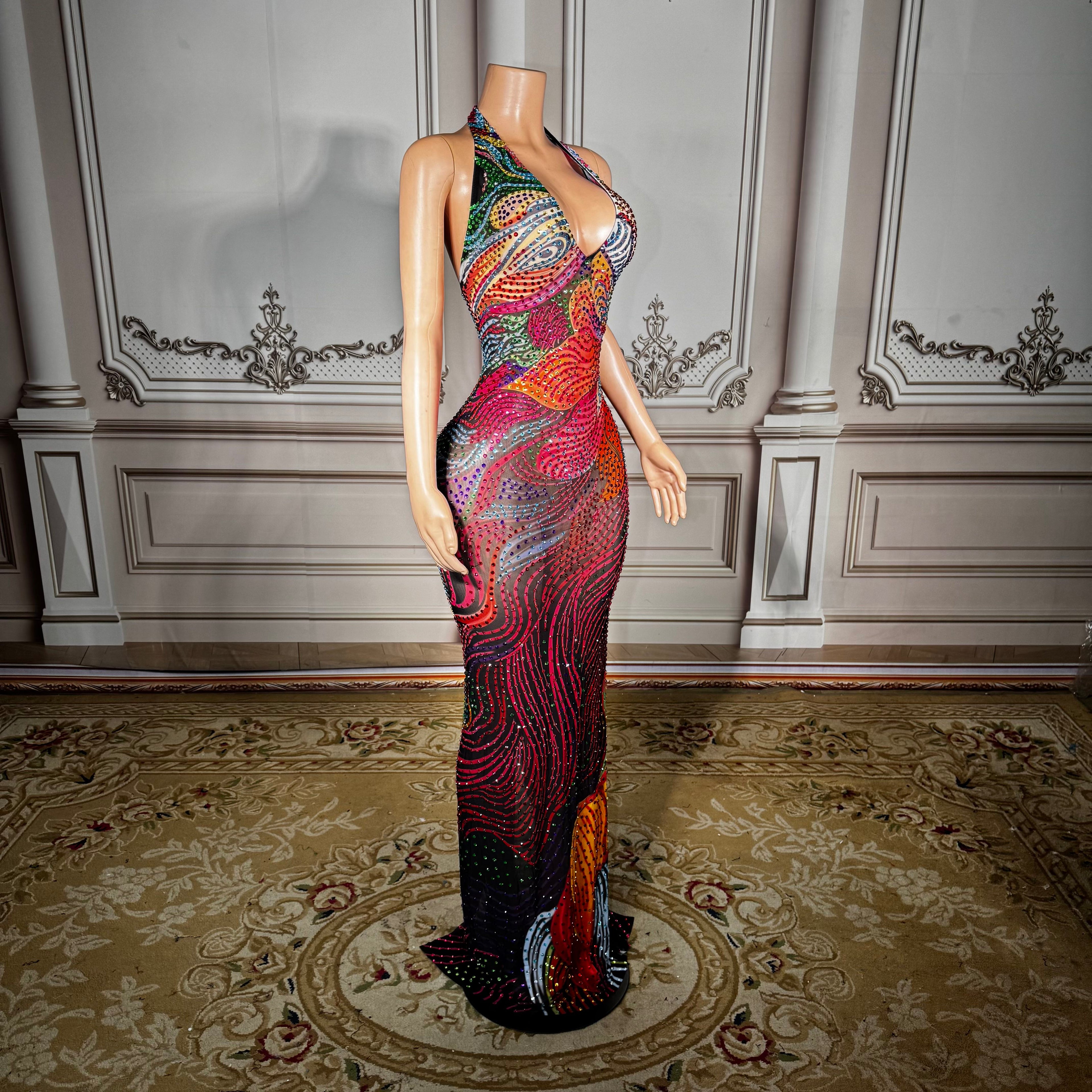 Cosmic Waves Mesh Maxi Gown image 3