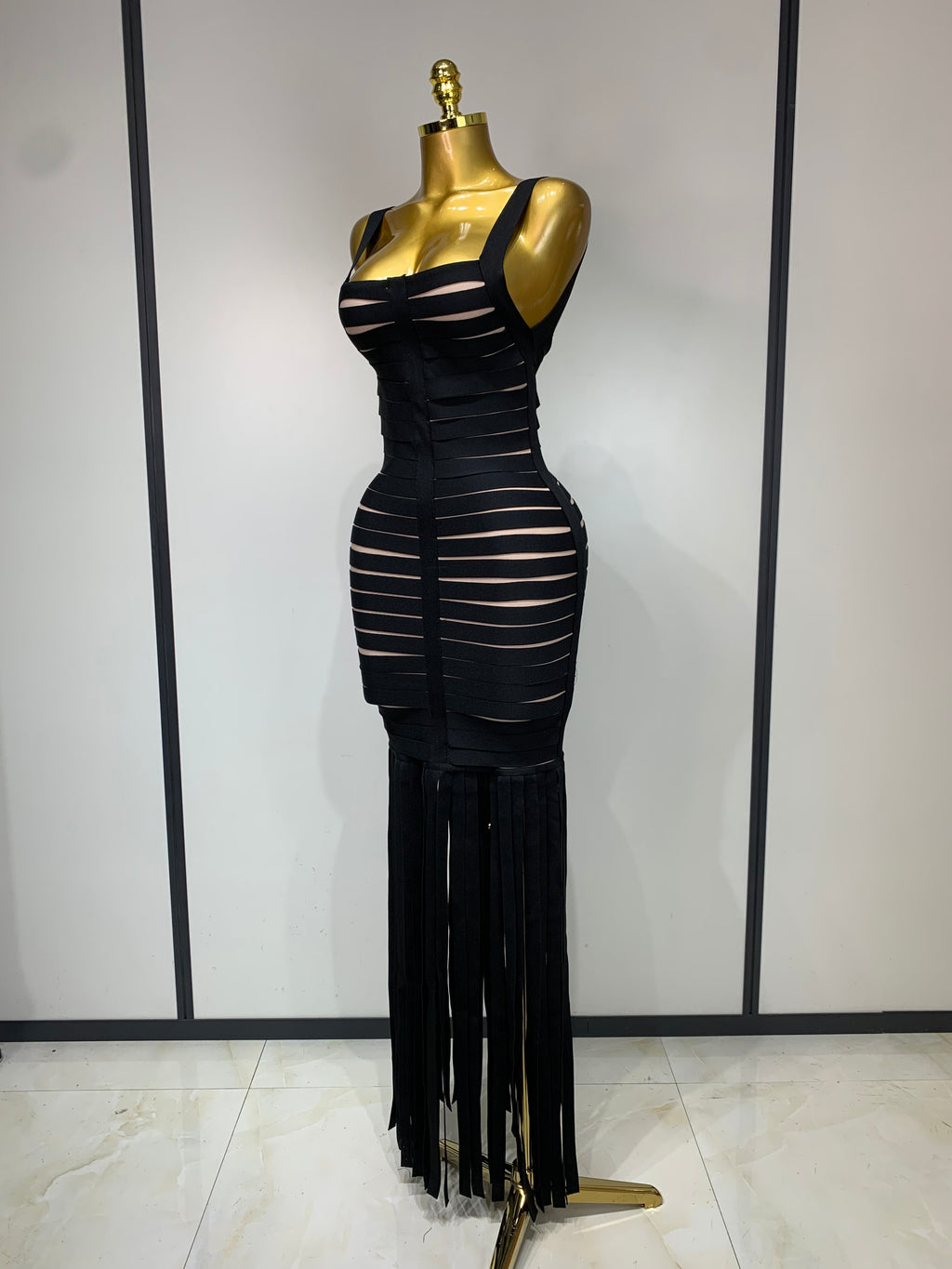 Midnight Fringe Seduction Maxi Dress  image 3