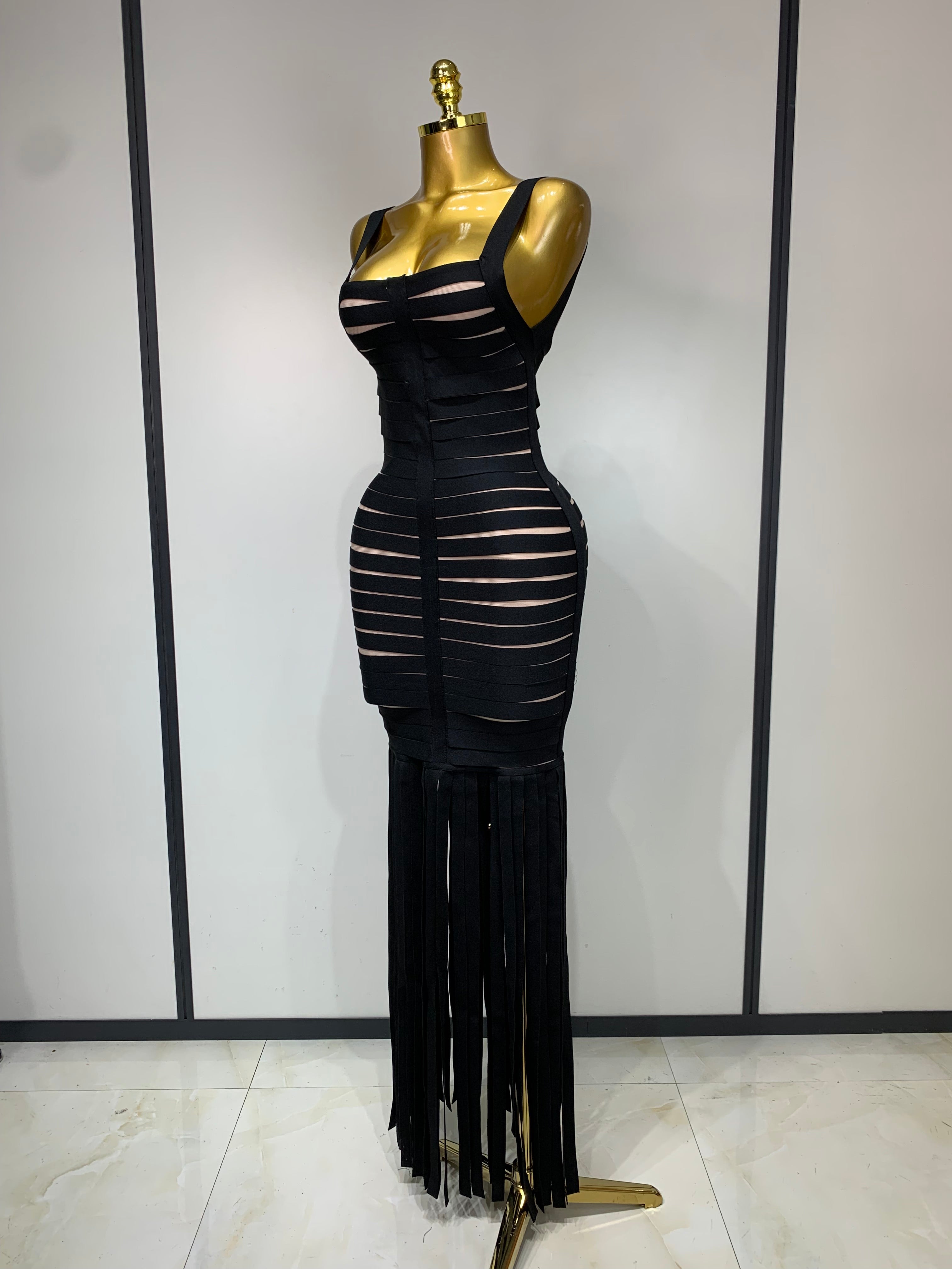 Midnight Fringe Seduction Maxi Dress  image 3