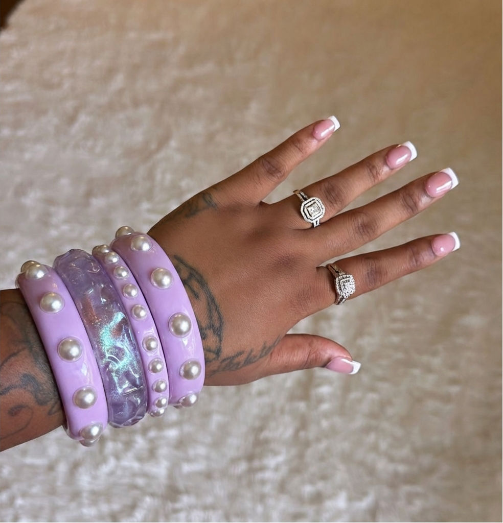 Lavender Luxe Pearl Stack Set of 4