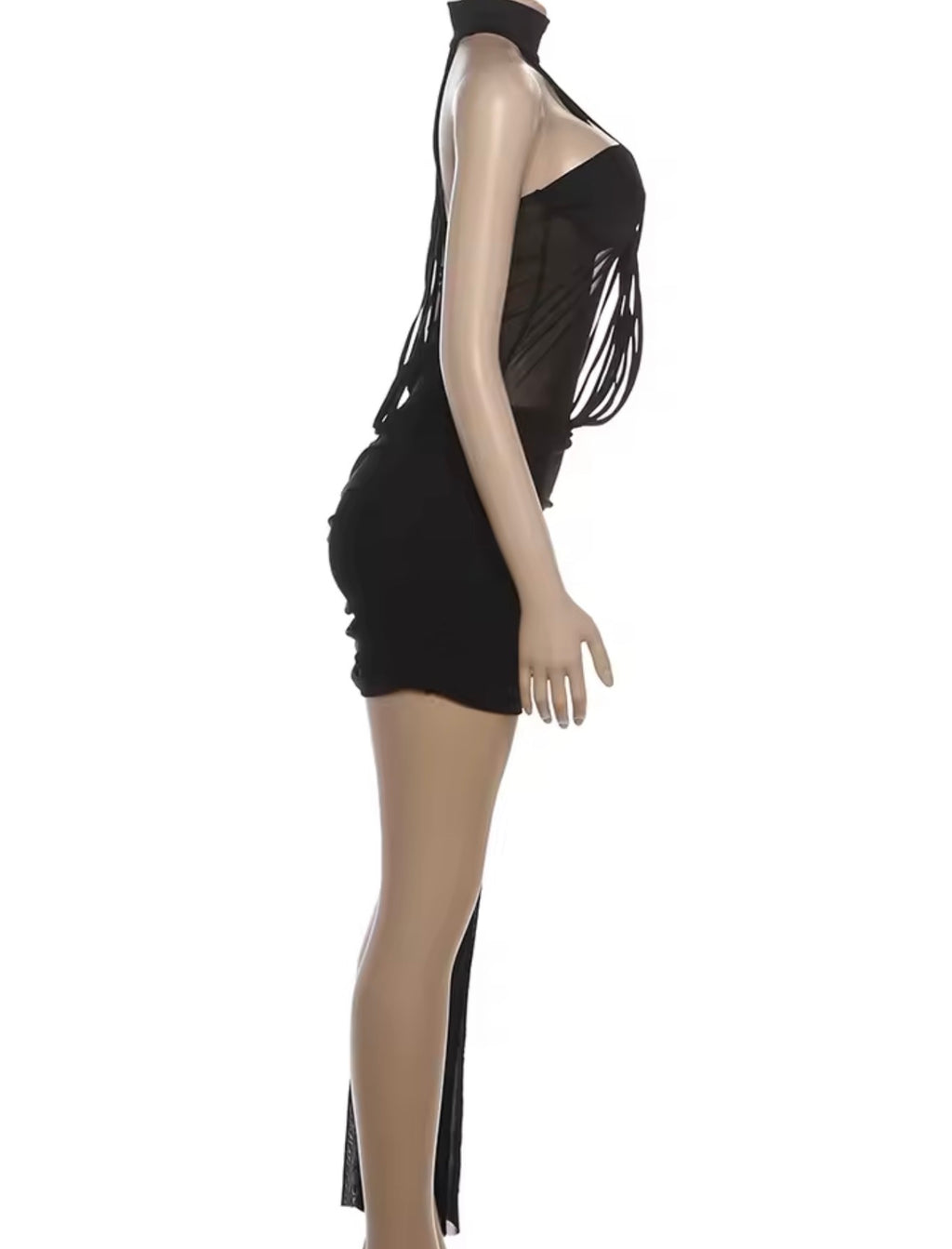 Midnight Temptation Sheer Mini Dress