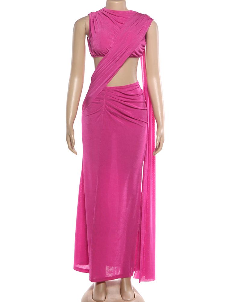 Satin Siren Ribbon Cutout Maxi Dress  image 3