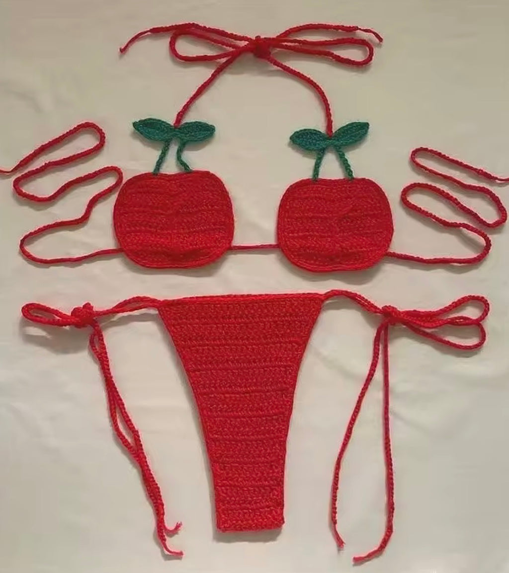 Cherry Kiss Crochet Bikini