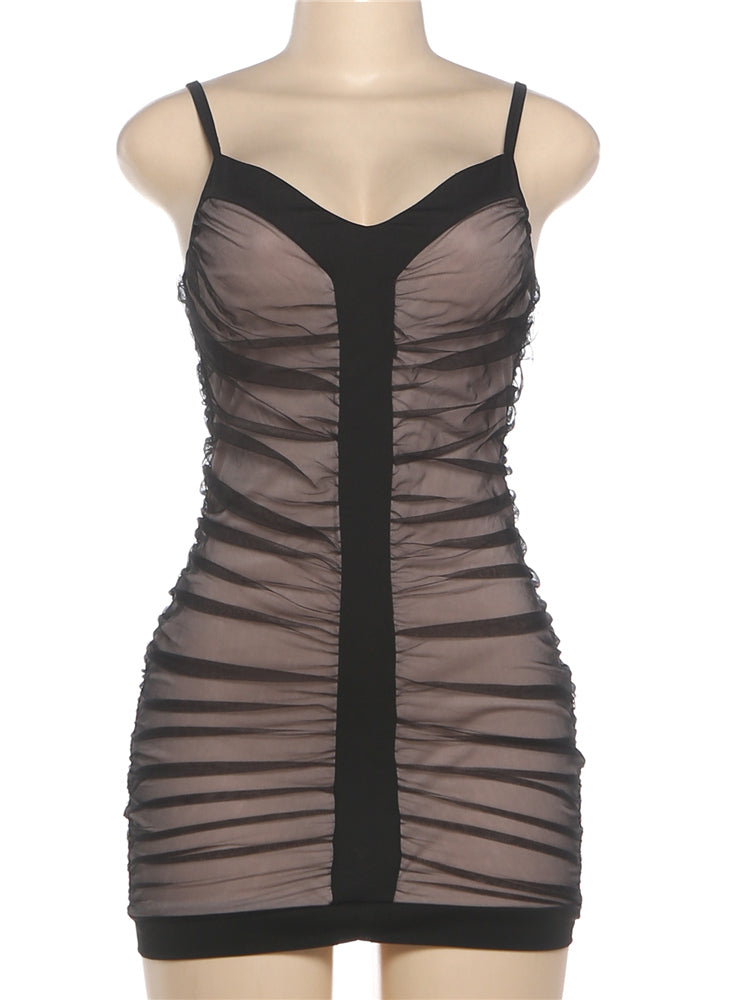 Vintage Siren Mesh Ruched Mini Dress image 1