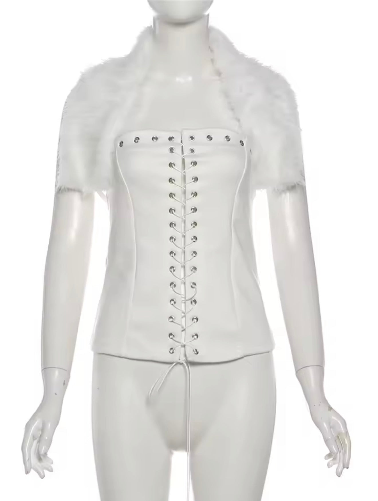 Foxy Lace-Up Furry Corset Top  image 3