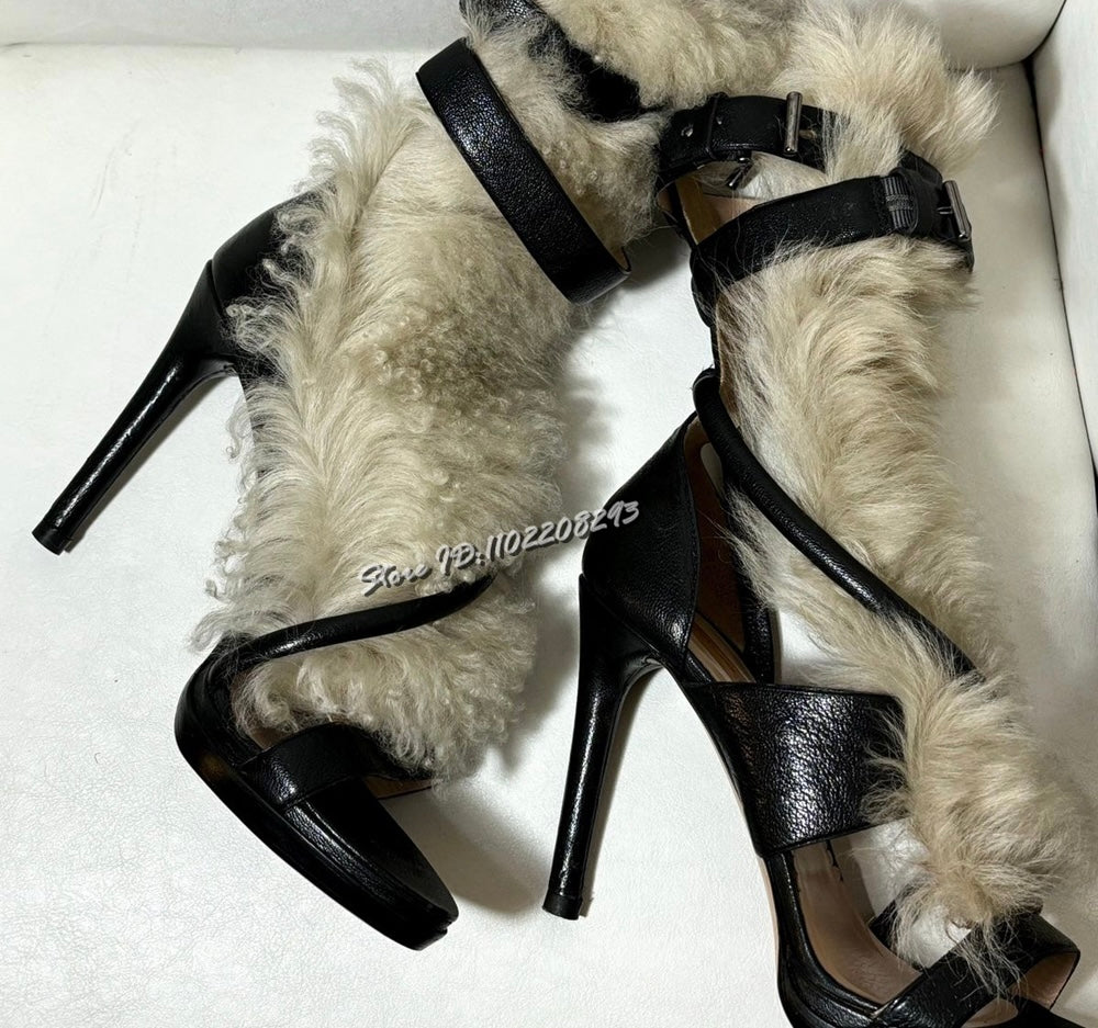 Frostbite Fierce Faux Fur Sandals (MADE TO ORDER) image 1