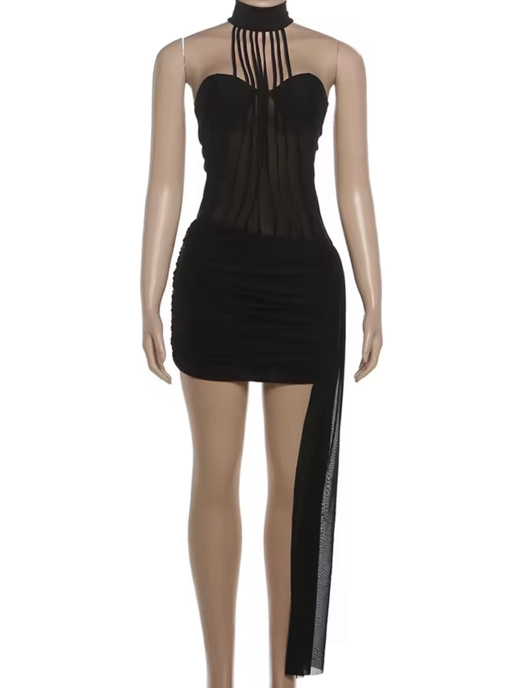 Midnight Temptation Sheer Mini Dress