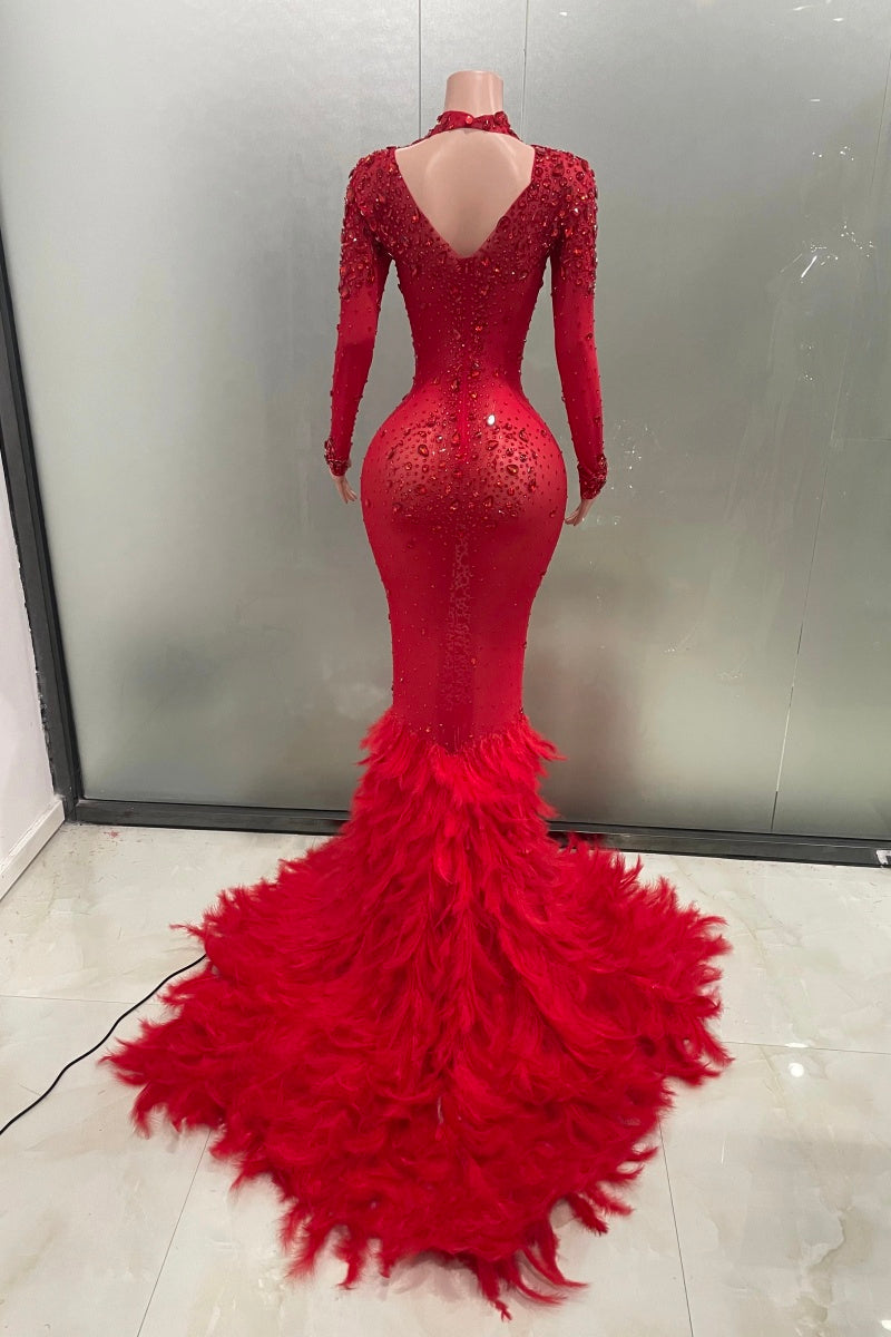 Crimson Crystal Siren Feather Gown image 2