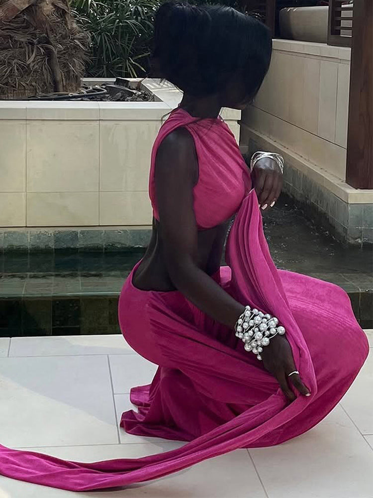 Satin Siren Ribbon Cutout Maxi Dress  image 1