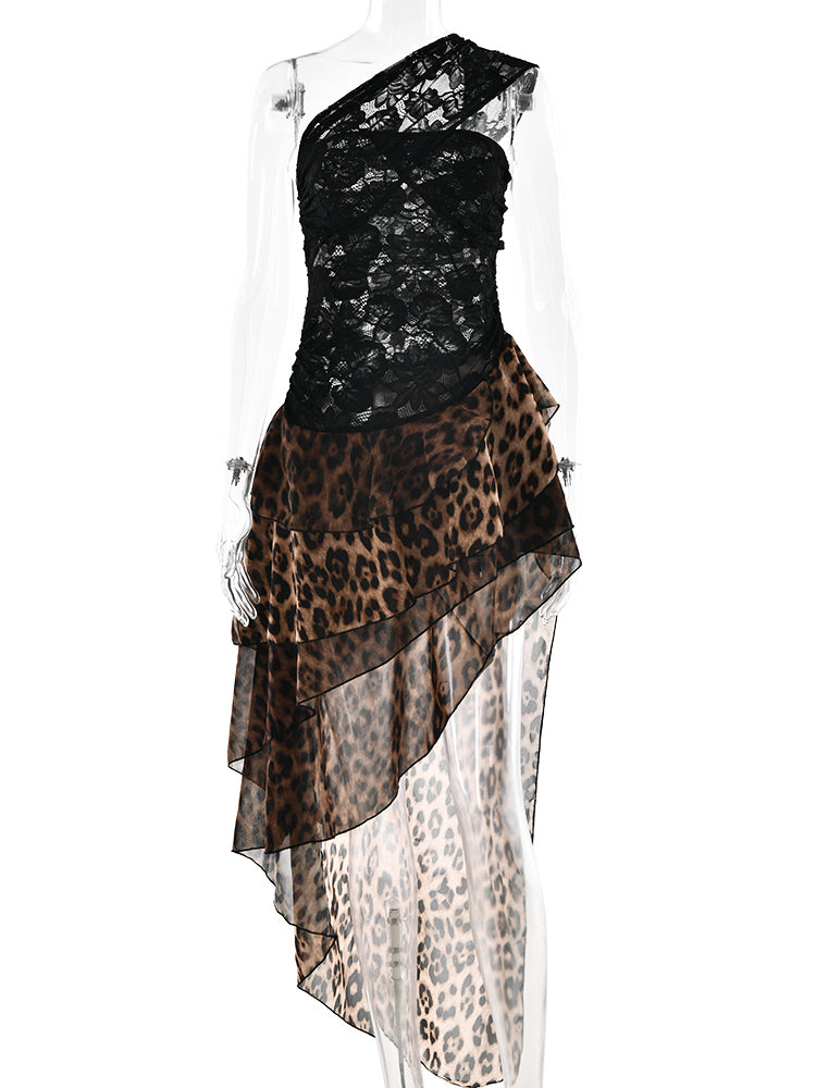 Wild Temptation Lace & Leopard Mesh Dress  image 2
