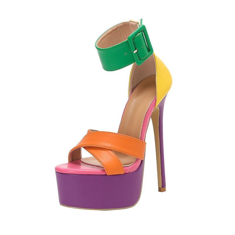 Carnival Crush Color-Block Platform Heels image 1