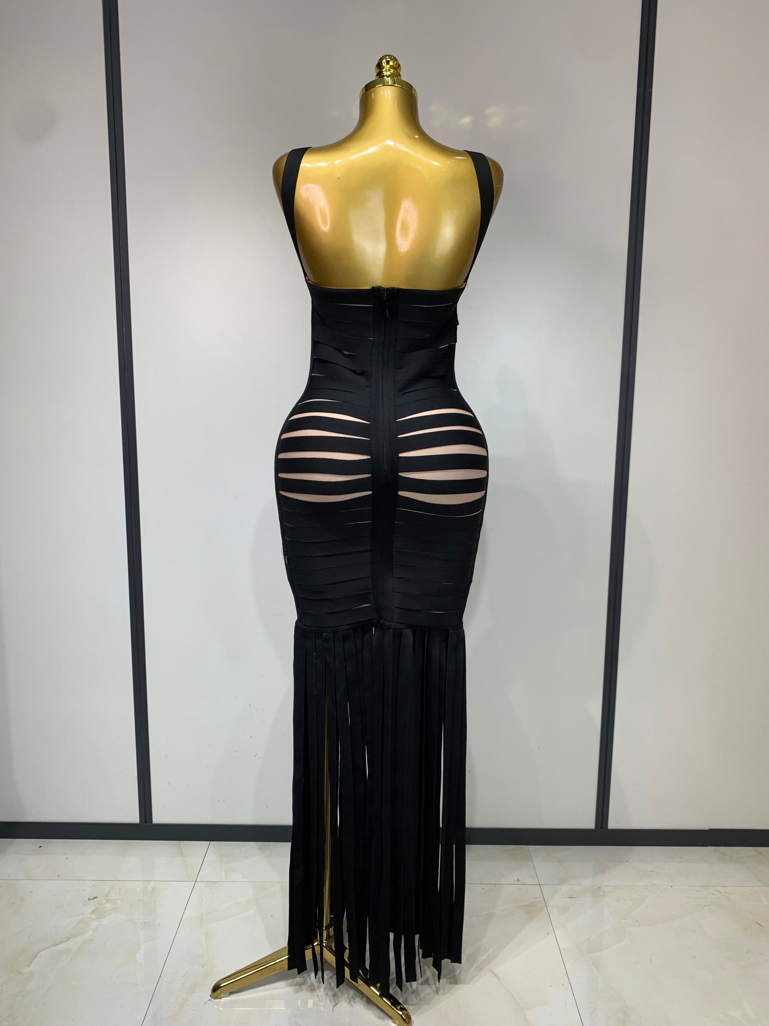 Midnight Fringe Seduction Maxi Dress  image 2