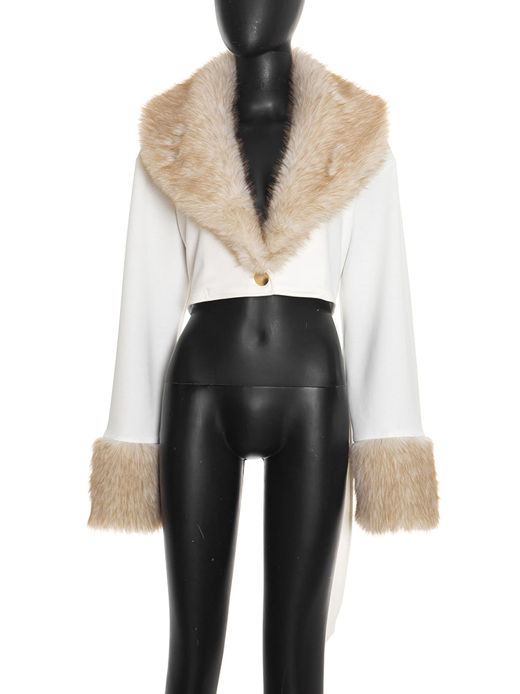 Snow Luxe Tie-Front Fur Collar Jacket image 1