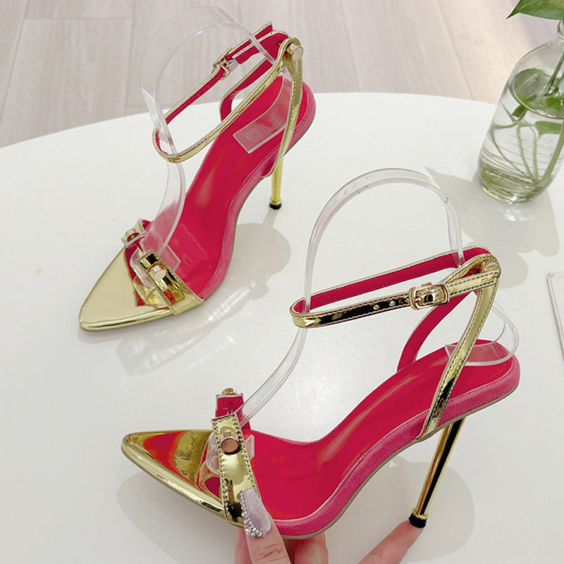 Crystal Edge Stiletto Ankle Wrap Heels  image 4