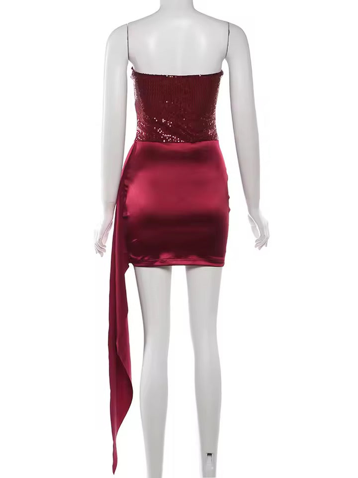 Velvet Siren Ribbon Ruche Mini Dress  image 4