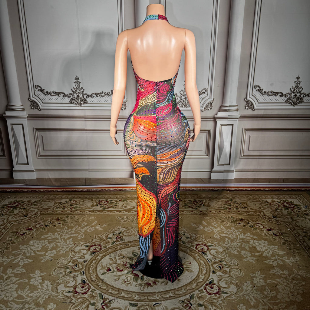 Cosmic Waves Mesh Maxi Gown image 2