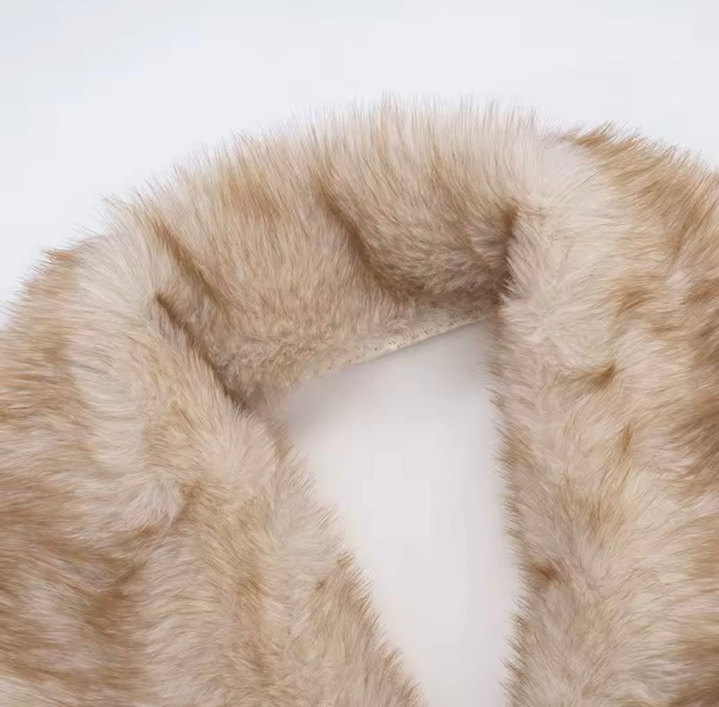 Snow Luxe Tie-Front Fur Collar Jacket image 5