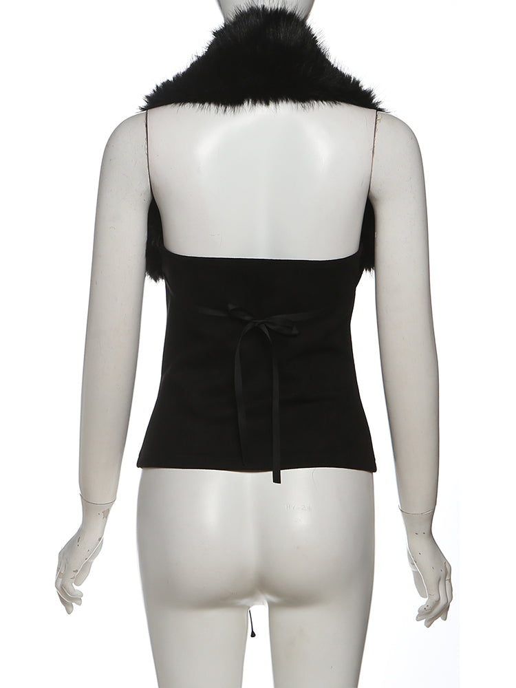 Foxy Lace-Up Furry Corset Top  image 2