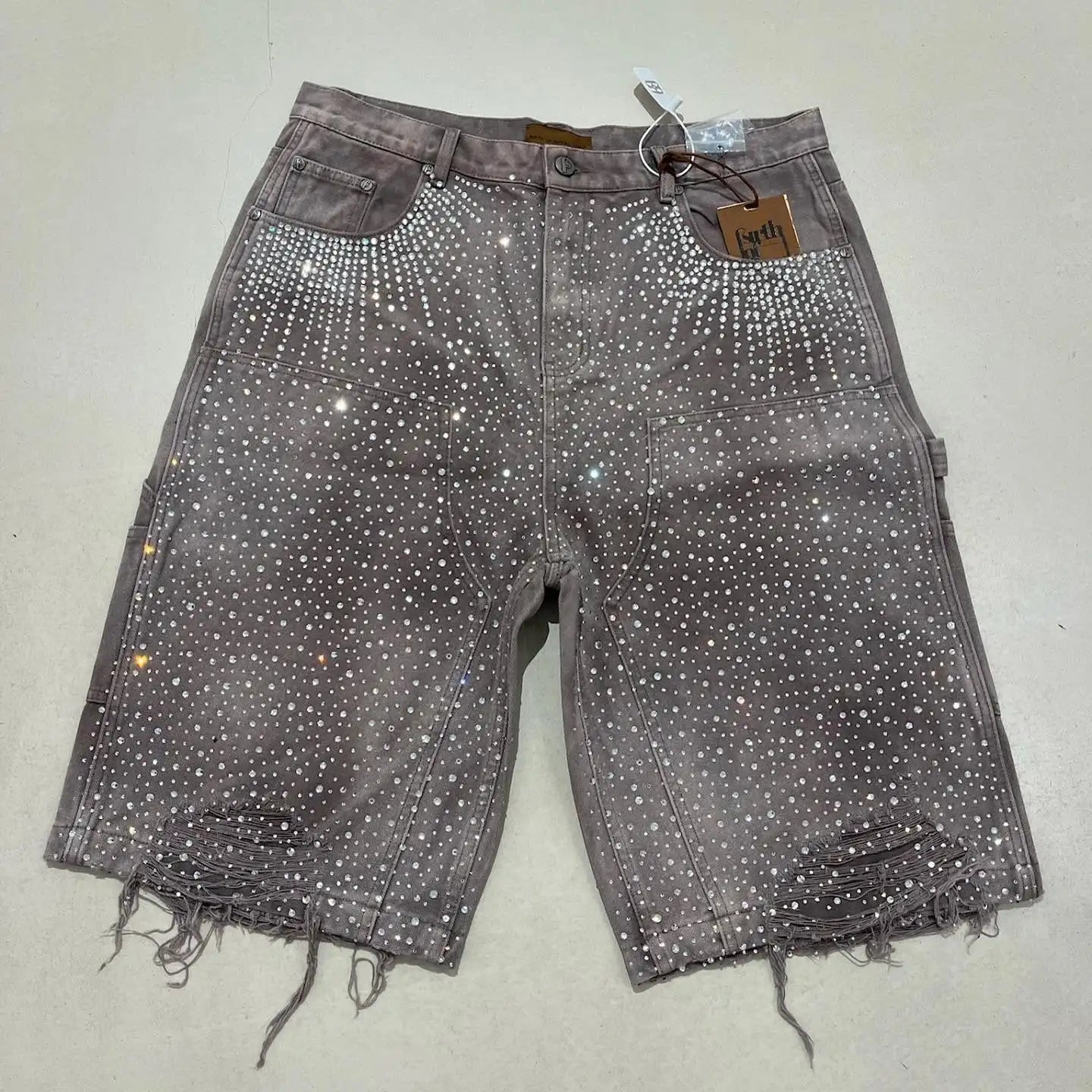 Diamond Drenched Denim Shorts image 1