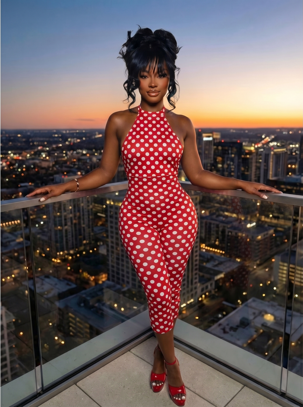 Pop Dot Halter Capri Jumpsuit