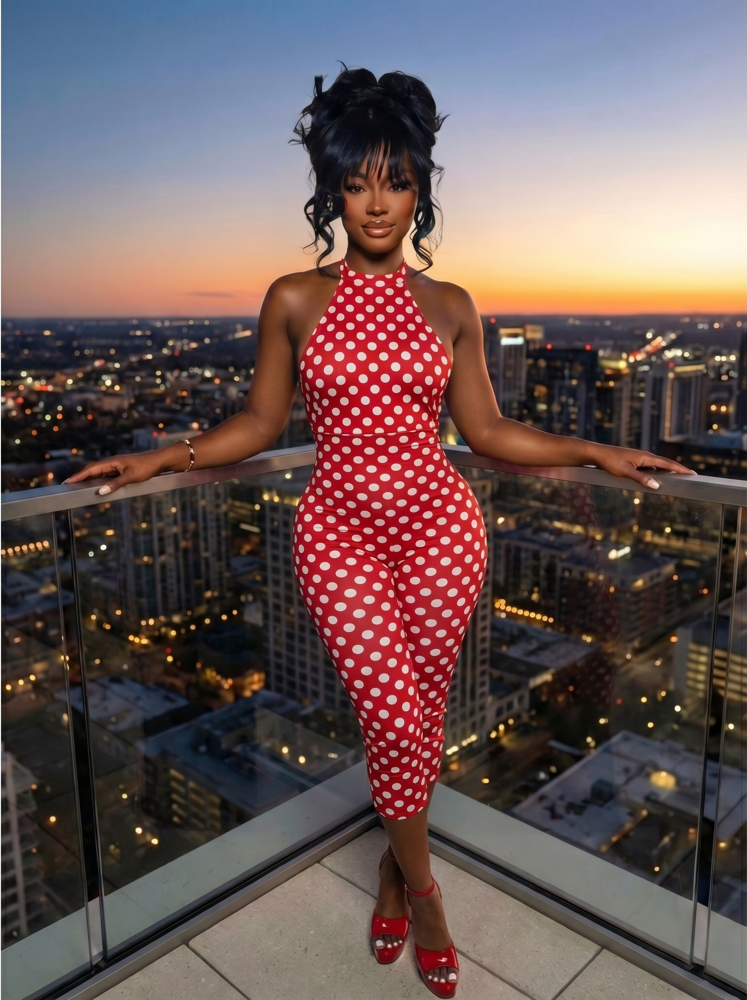 Pop Dot Halter Capri Jumpsuit