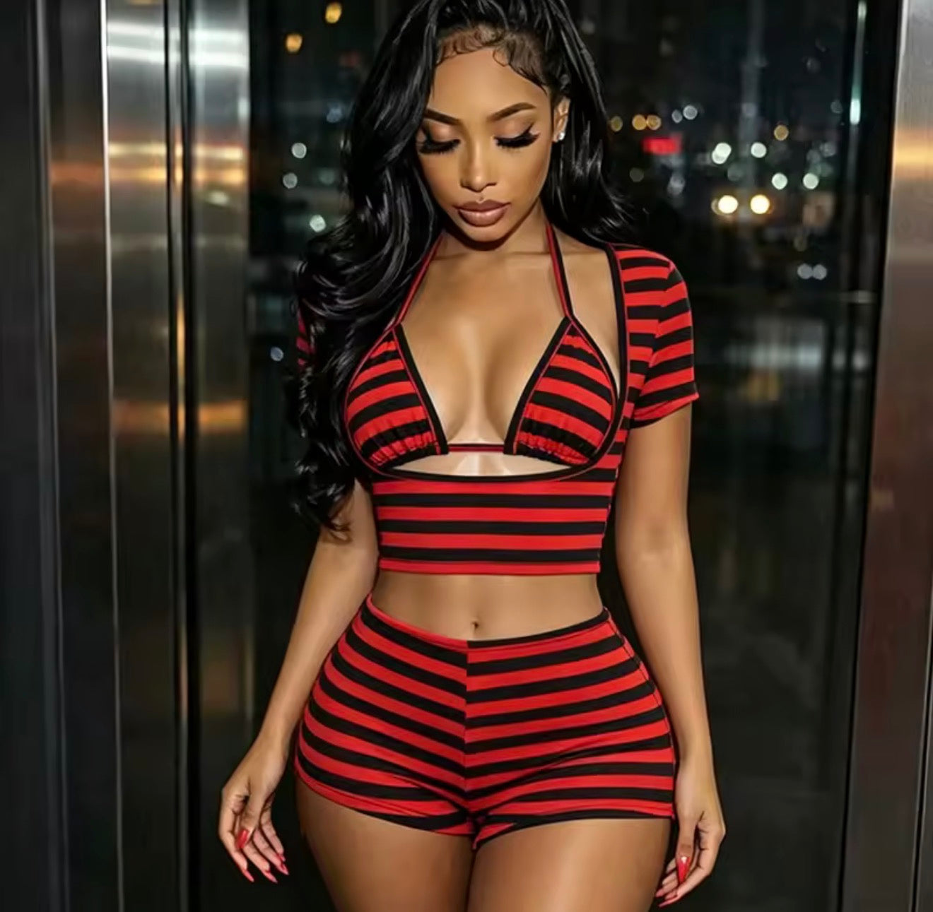 Fast Lane Stripe Short Set