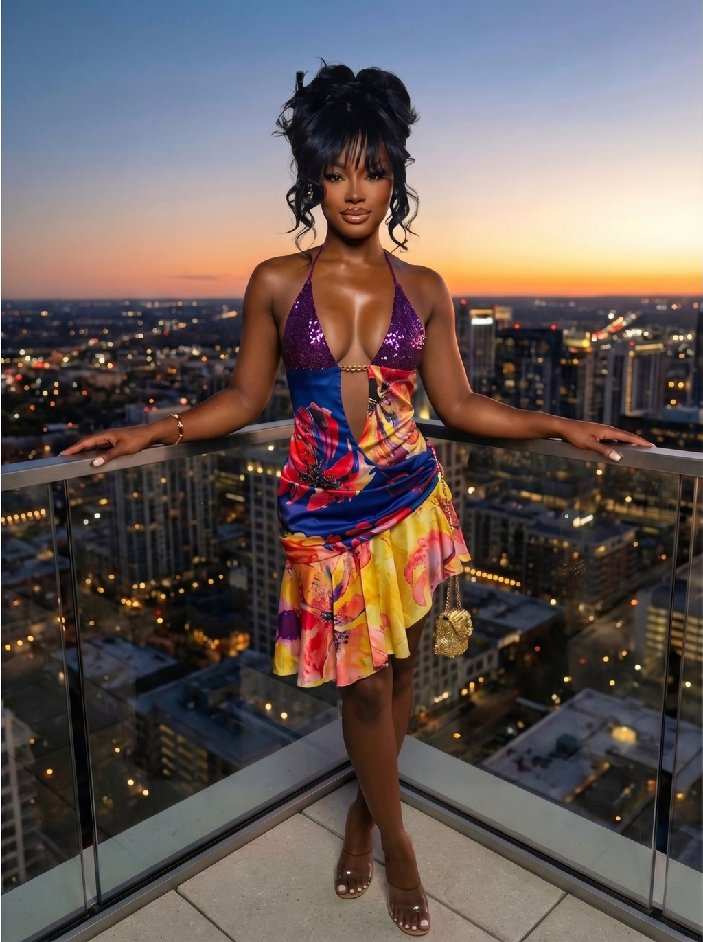 Sunset Bloom Sequin Luxe Dress