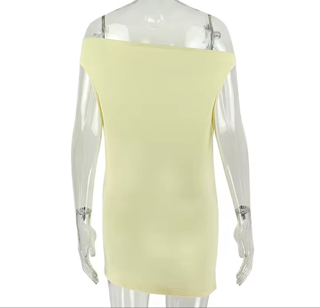 Soft Glow Off-Shoulder Mini Dress