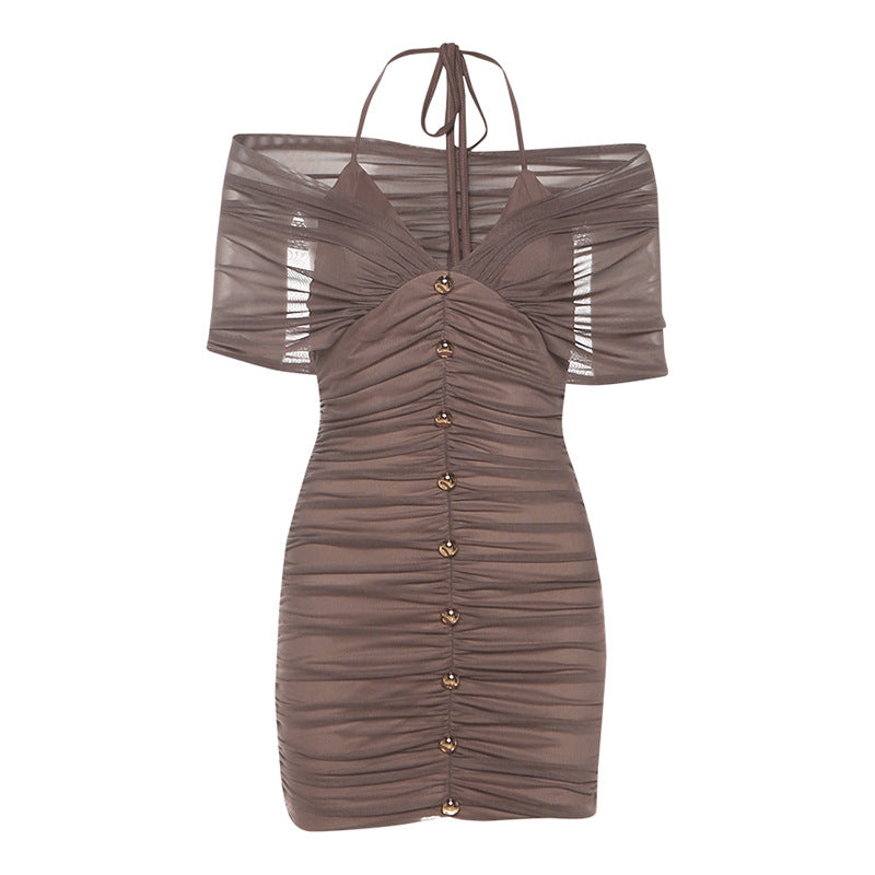 Mocha Mesh Temptation Mini Dress  image 2